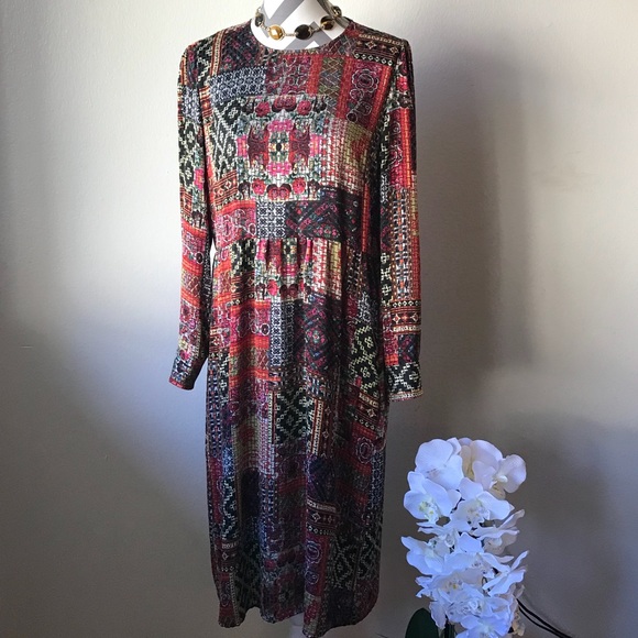 Long sleeve patchwork dress Clearance